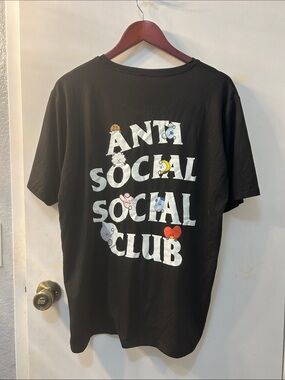 BT21 Anti Social Social Club Men's Black Graphic Tee, L